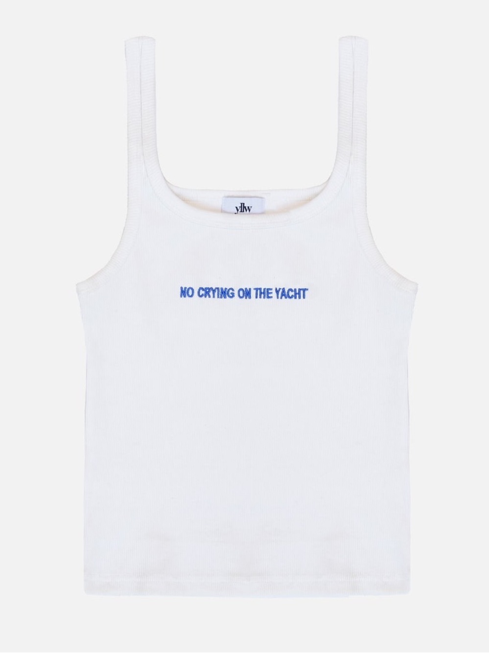 No Crying On The Yacht White Ribbed Tank Top by Yellow the Label NEW